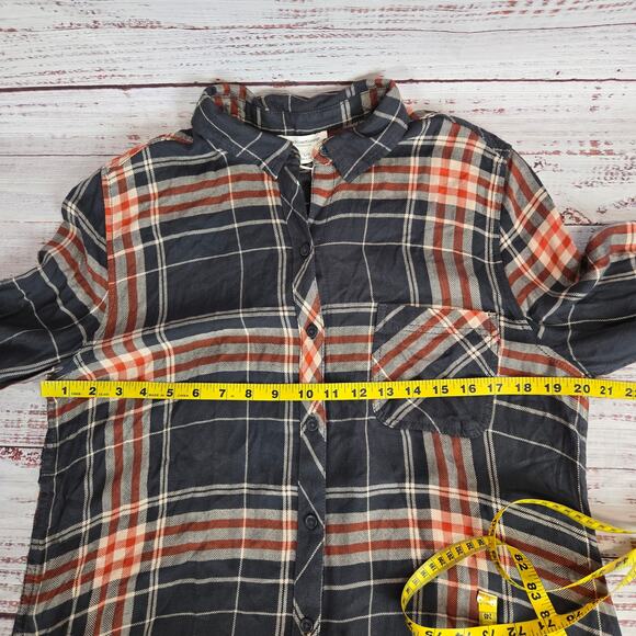 Beach Lunch Lounge Women Charley Top L Plaid Button Shirt Earthy Castlerock NWT - Picture 9 of 12